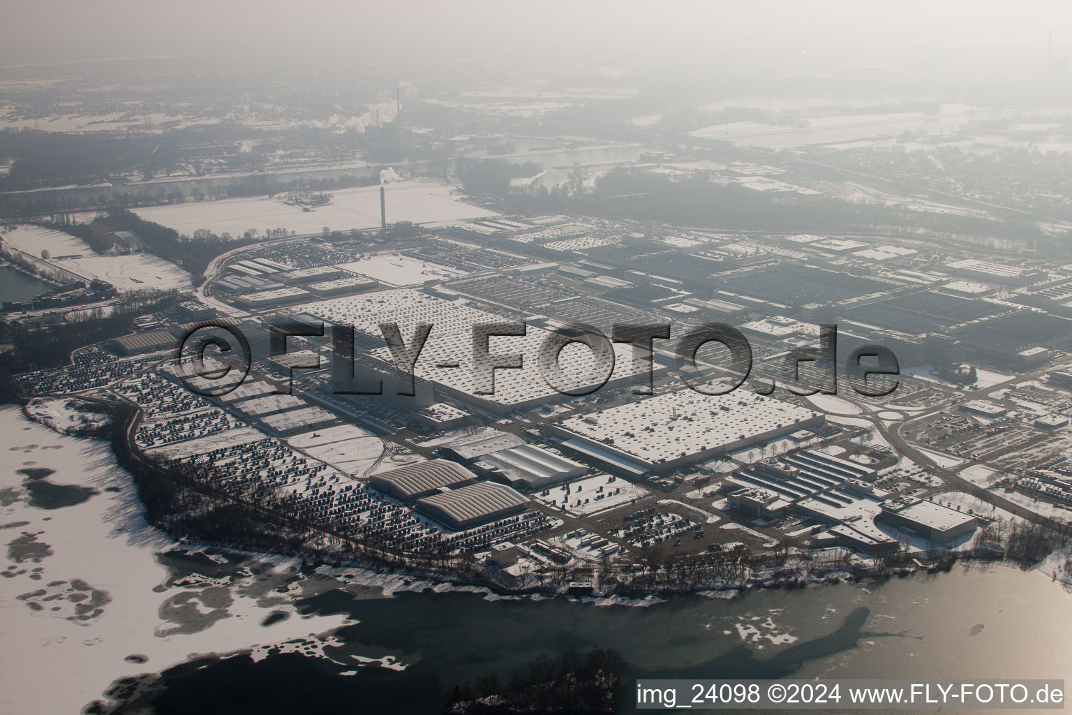 Aerial photograpy of Daimler truck plant in Wörth am Rhein in the state Rhineland-Palatinate, Germany