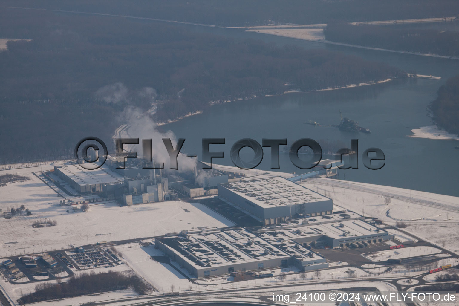 Oberwald industrial area, Palm paper factory in Wörth am Rhein in the state Rhineland-Palatinate, Germany