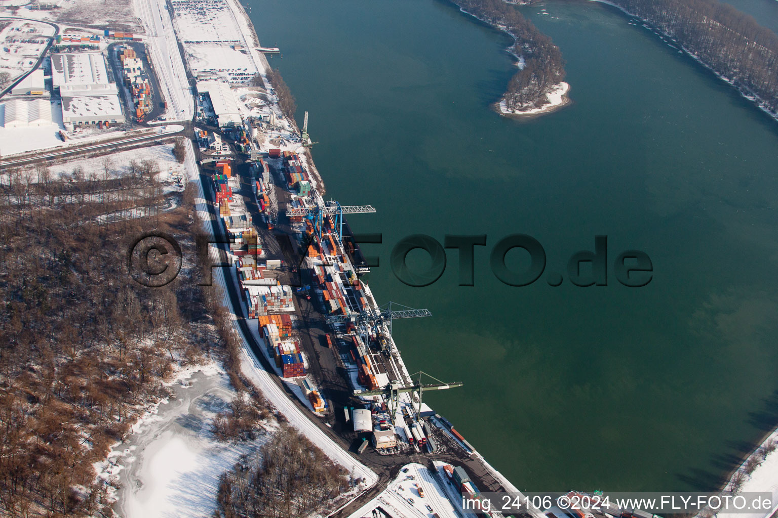 Container port in Wörth am Rhein in the state Rhineland-Palatinate, Germany