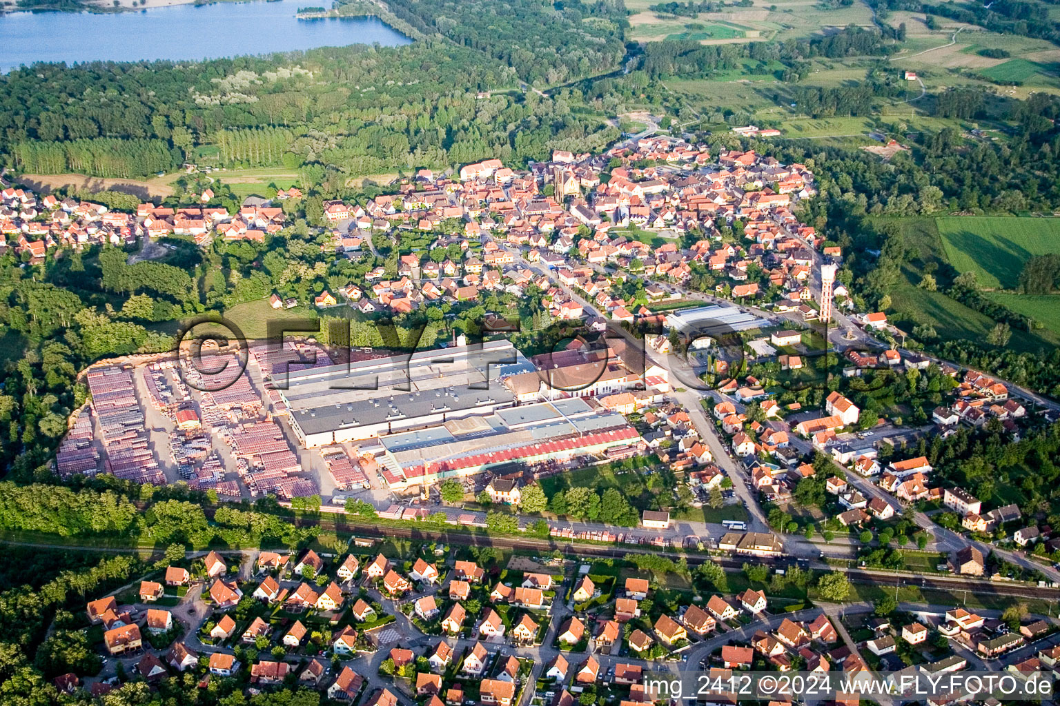 Seltz in the state Bas-Rhin, France from above