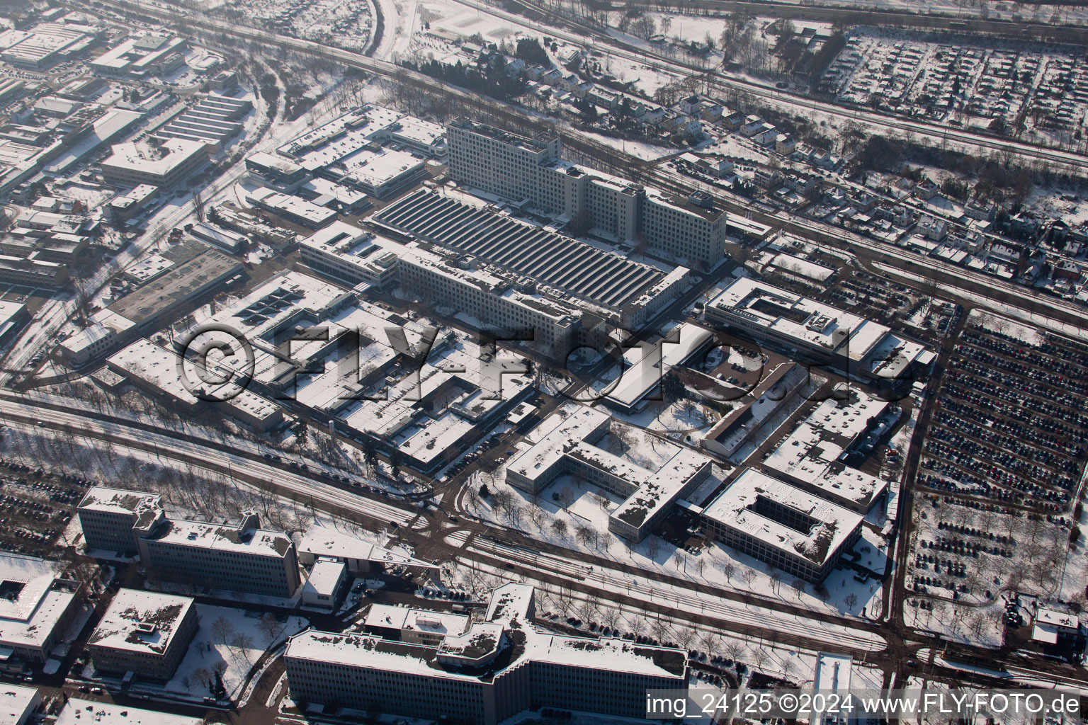 Aerial photograpy of Siemens in the district Knielingen in Karlsruhe in the state Baden-Wuerttemberg, Germany