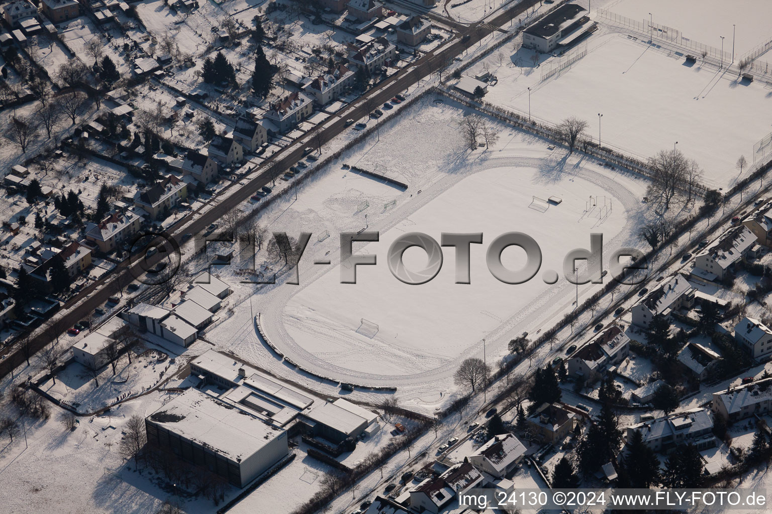 District Knielingen in Karlsruhe in the state Baden-Wuerttemberg, Germany seen from a drone