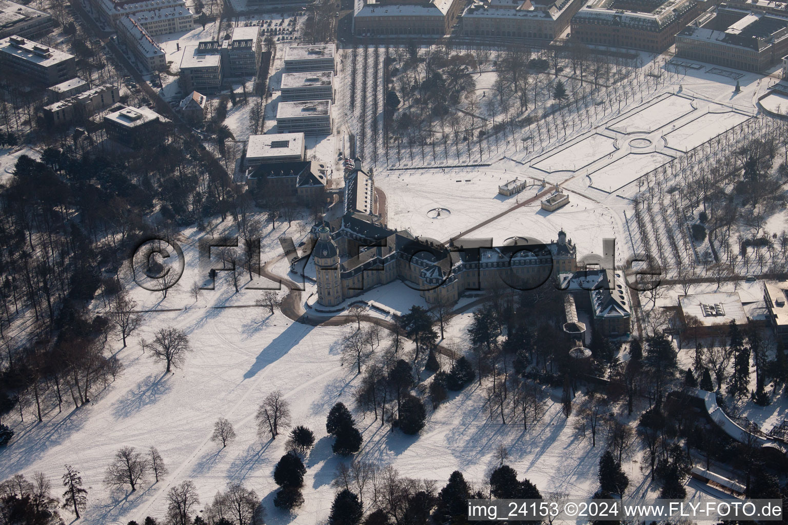 Oblique view of Lock in the district Innenstadt-West in Karlsruhe in the state Baden-Wuerttemberg, Germany