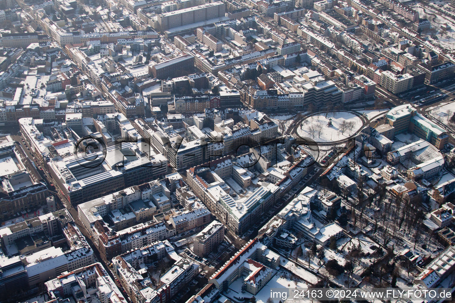 Aerial view of Mühlburger Gate in the district Innenstadt-West in Karlsruhe in the state Baden-Wuerttemberg, Germany