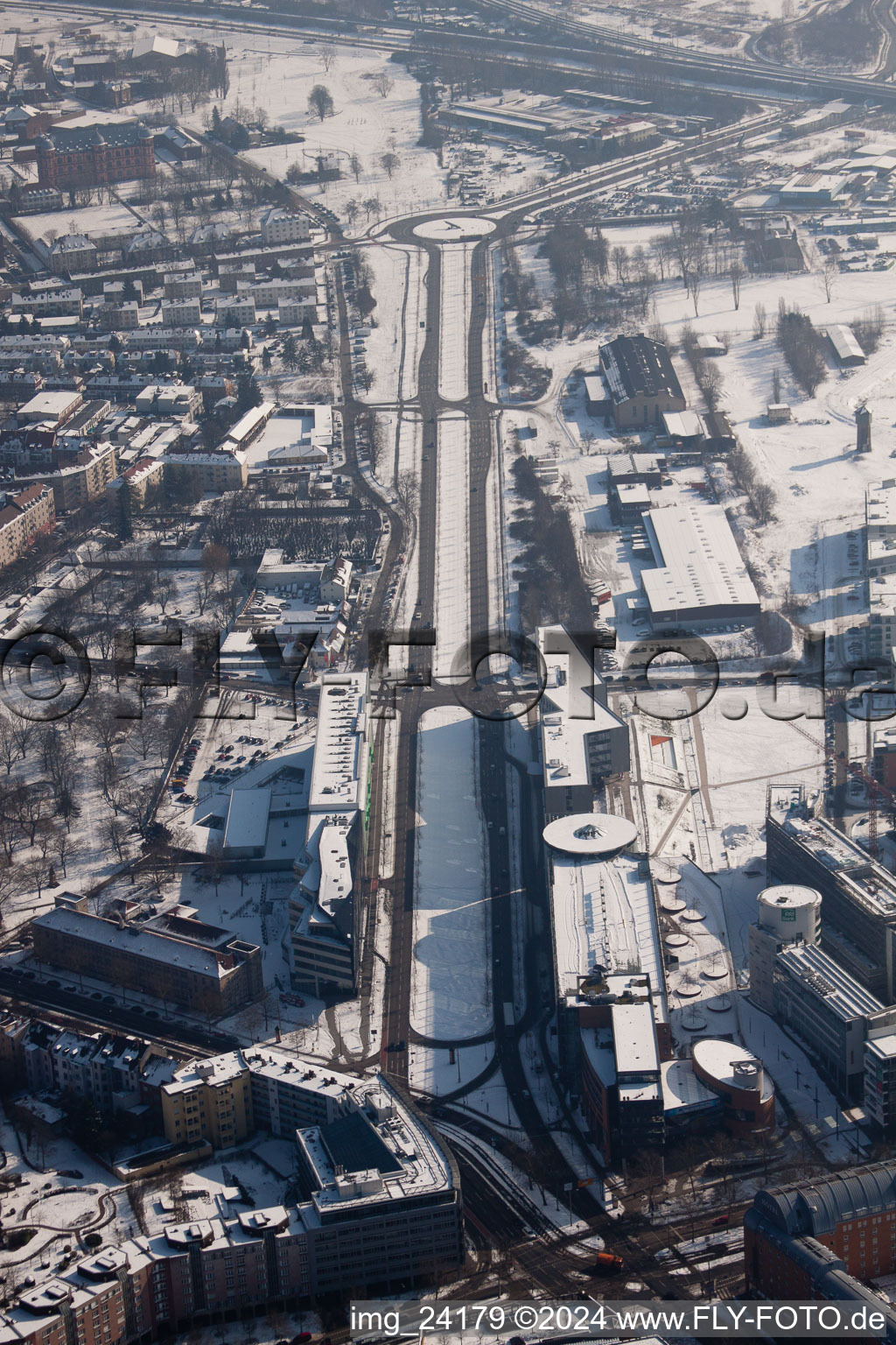 Aerial view of Kriegsstrasse East in the district Südstadt in Karlsruhe in the state Baden-Wuerttemberg, Germany