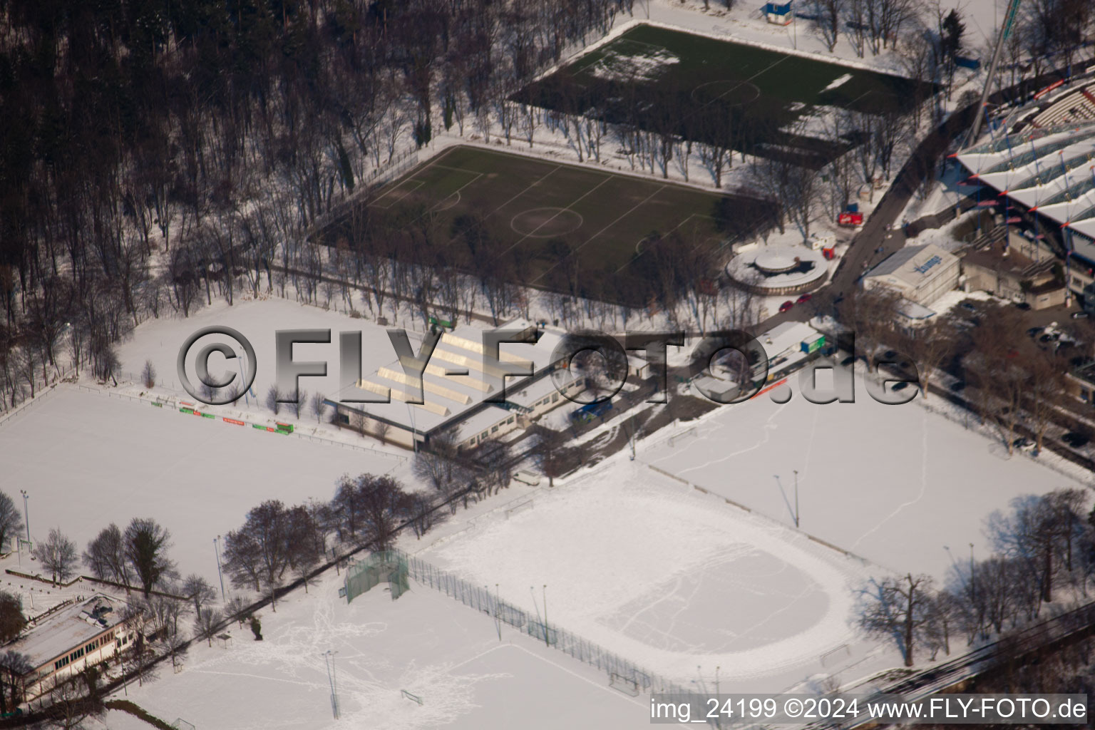 Aerial photograpy of Wildparkstadion KSC in the district Innenstadt-Ost in Karlsruhe in the state Baden-Wuerttemberg, Germany