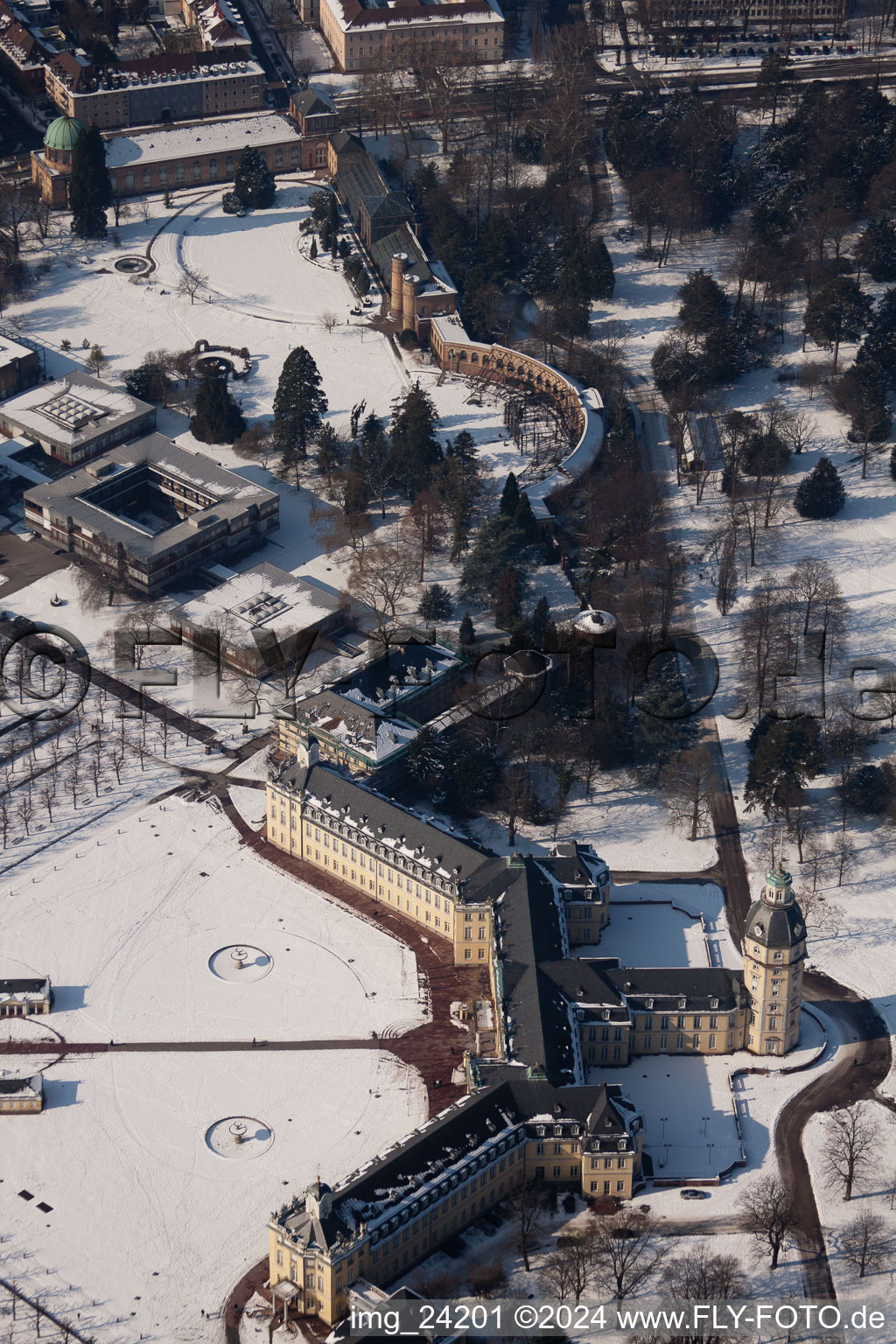 Drone image of Lock in the district Innenstadt-West in Karlsruhe in the state Baden-Wuerttemberg, Germany