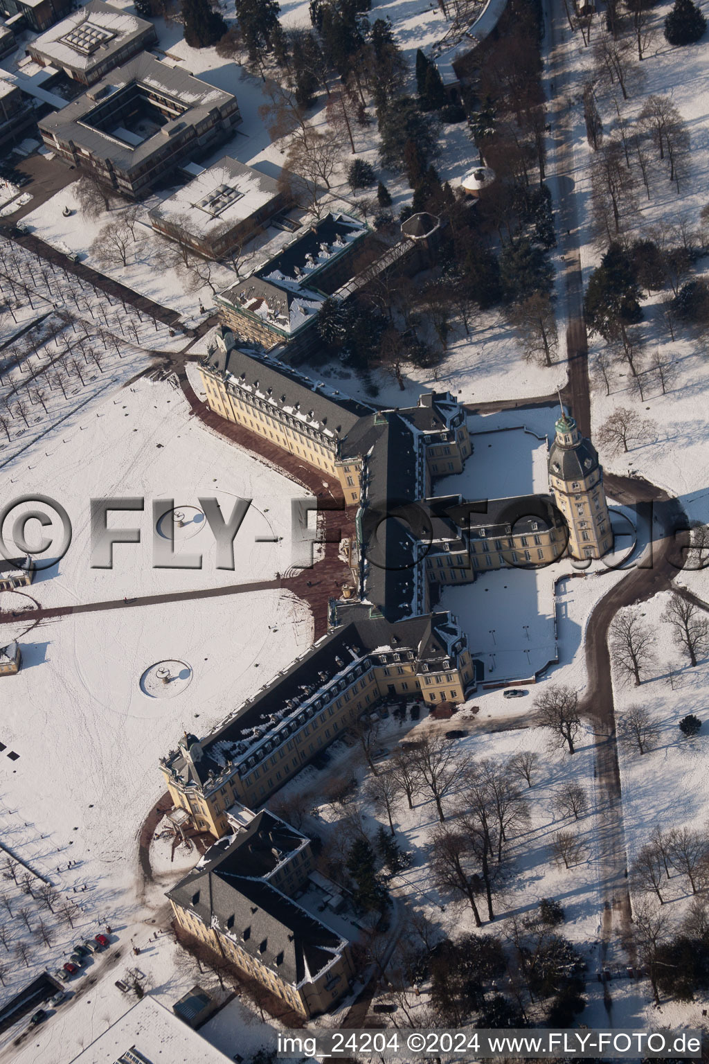 Lock in the district Innenstadt-West in Karlsruhe in the state Baden-Wuerttemberg, Germany seen from a drone