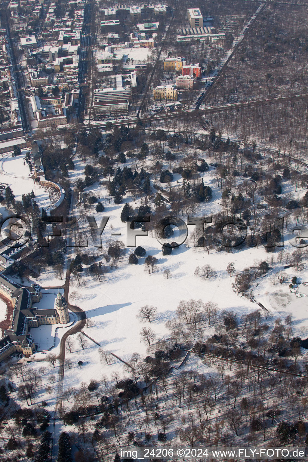 Castle Park in the district Innenstadt-West in Karlsruhe in the state Baden-Wuerttemberg, Germany out of the air