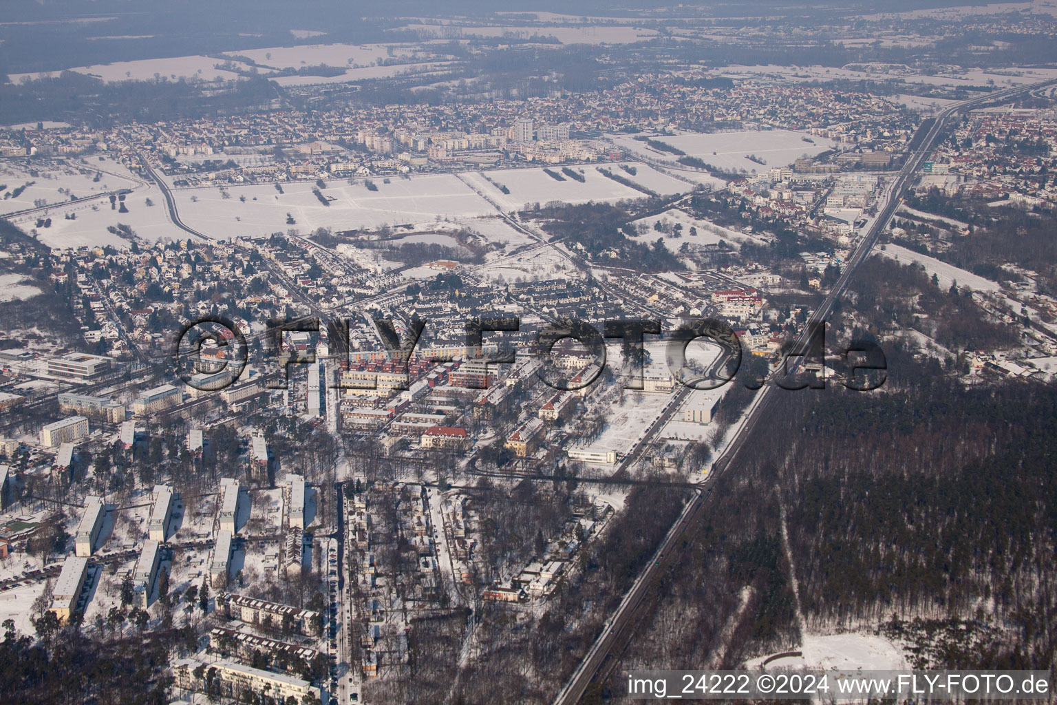 District Neureut in Karlsruhe in the state Baden-Wuerttemberg, Germany out of the air