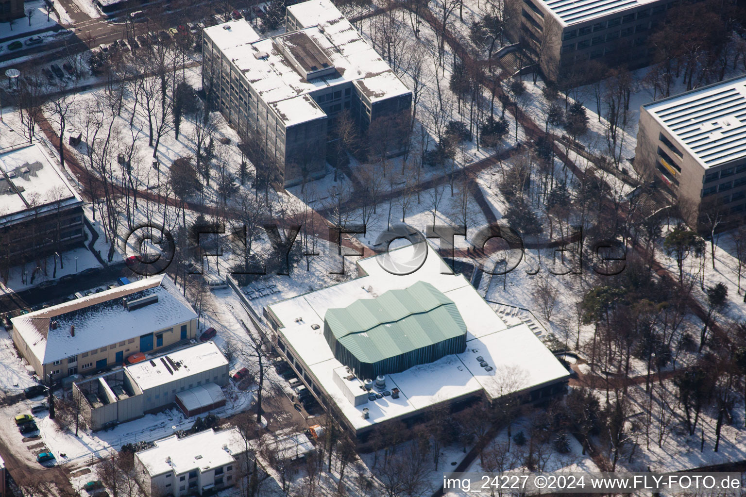 Aerial view of University of Applied Sciences in the district Innenstadt-West in Karlsruhe in the state Baden-Wuerttemberg, Germany