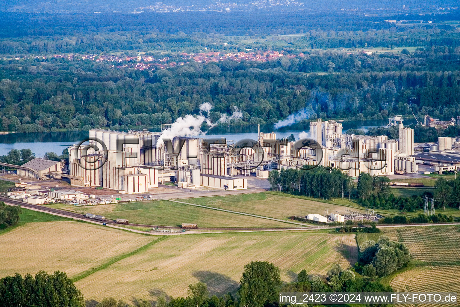 Building and production halls on the premises of the chemical manufacturers Roquette in Beinheim in Grand Est, France