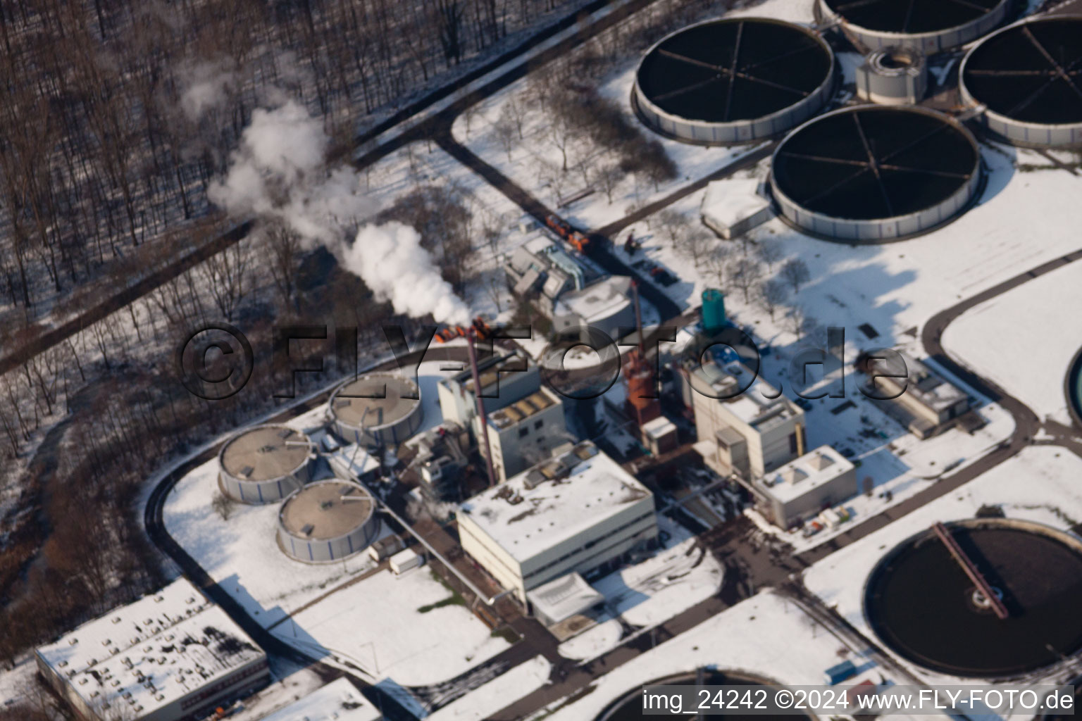 Sewage treatment plant in the district Neureut in Karlsruhe in the state Baden-Wuerttemberg, Germany