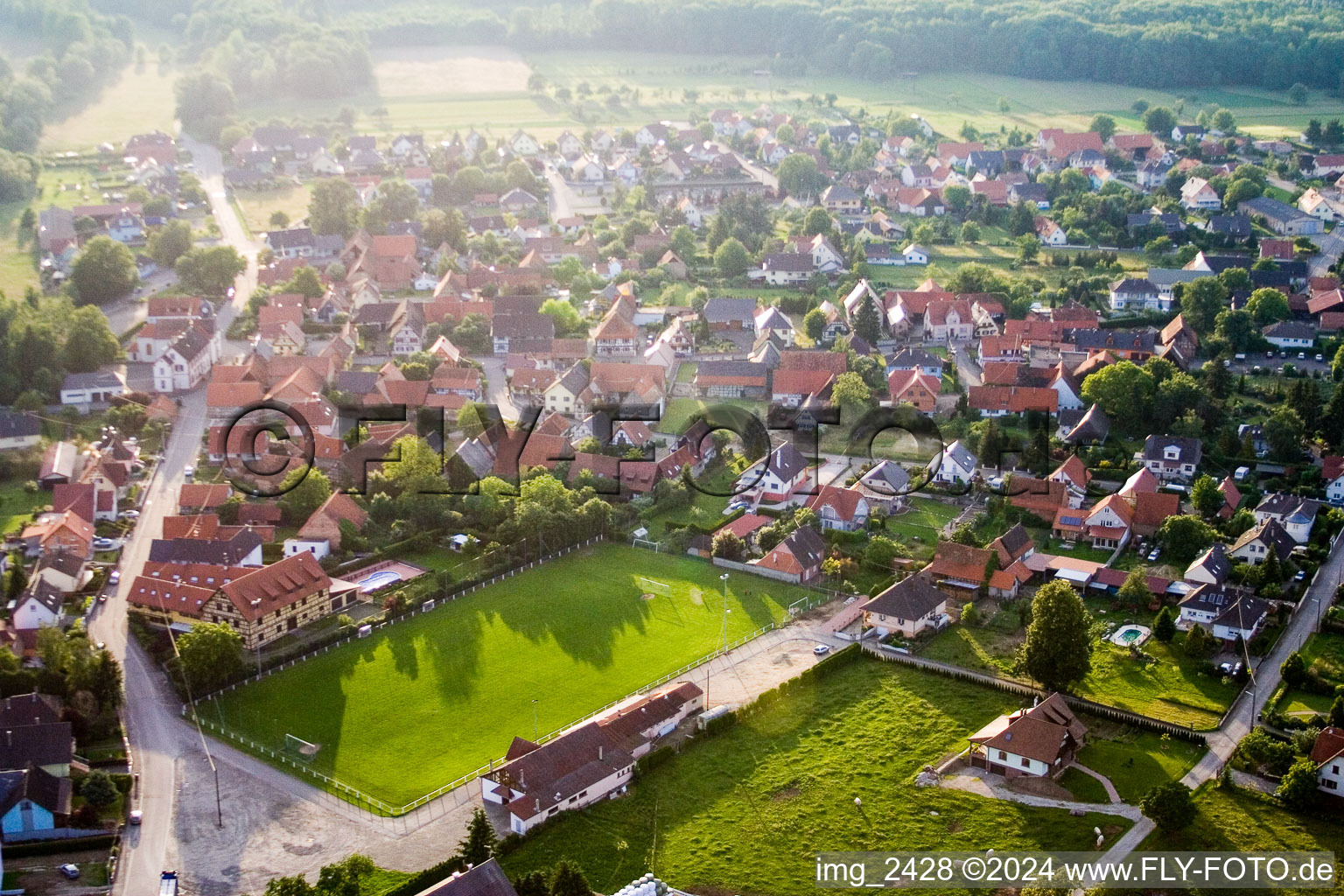 Aerial view of Village view in Forstfeld in the state Bas-Rhin, France