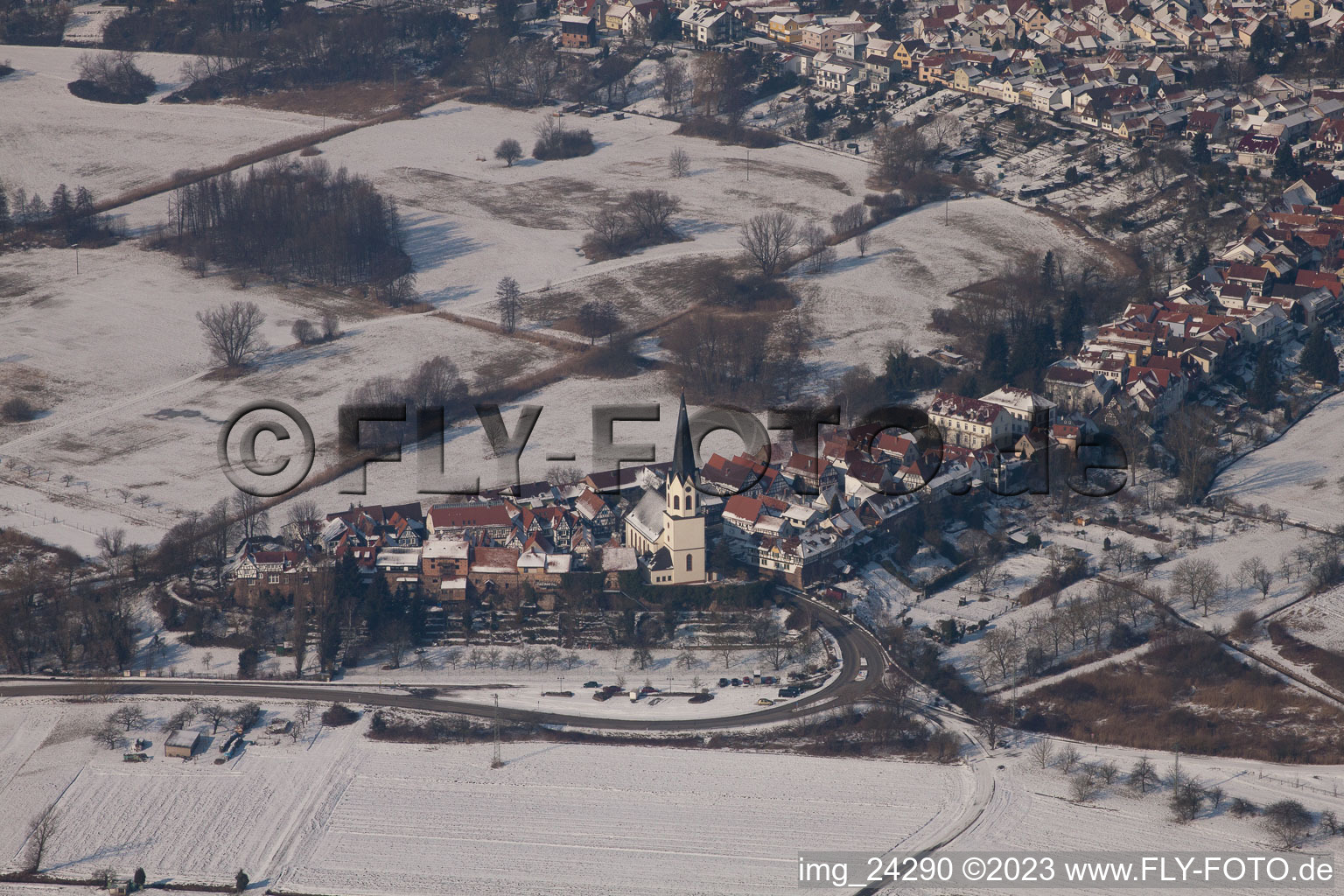 Jockgrim in the state Rhineland-Palatinate, Germany viewn from the air