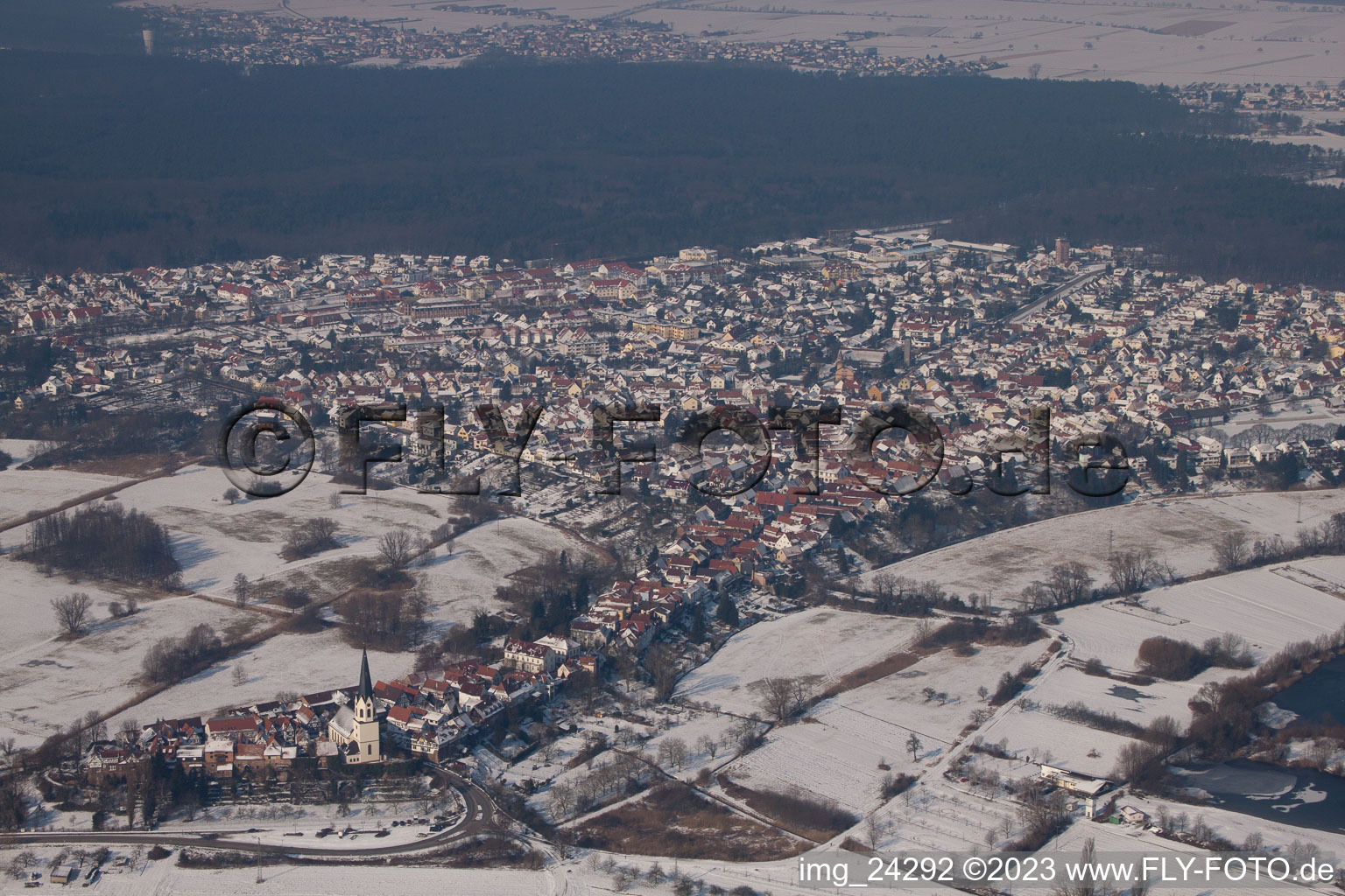 Drone image of Jockgrim in the state Rhineland-Palatinate, Germany