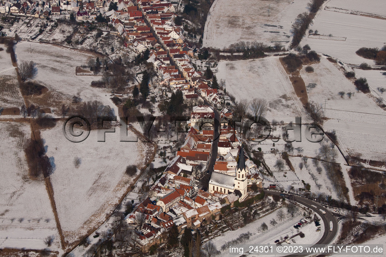 Jockgrim in the state Rhineland-Palatinate, Germany from a drone