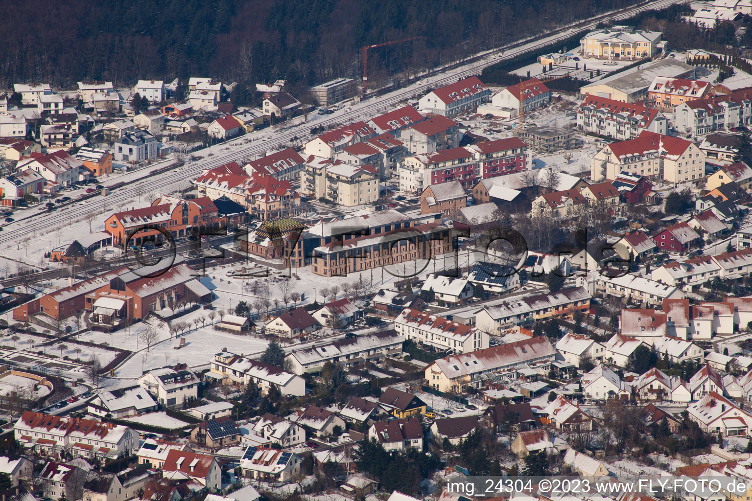 Aerial view of Jockgrim in the state Rhineland-Palatinate, Germany