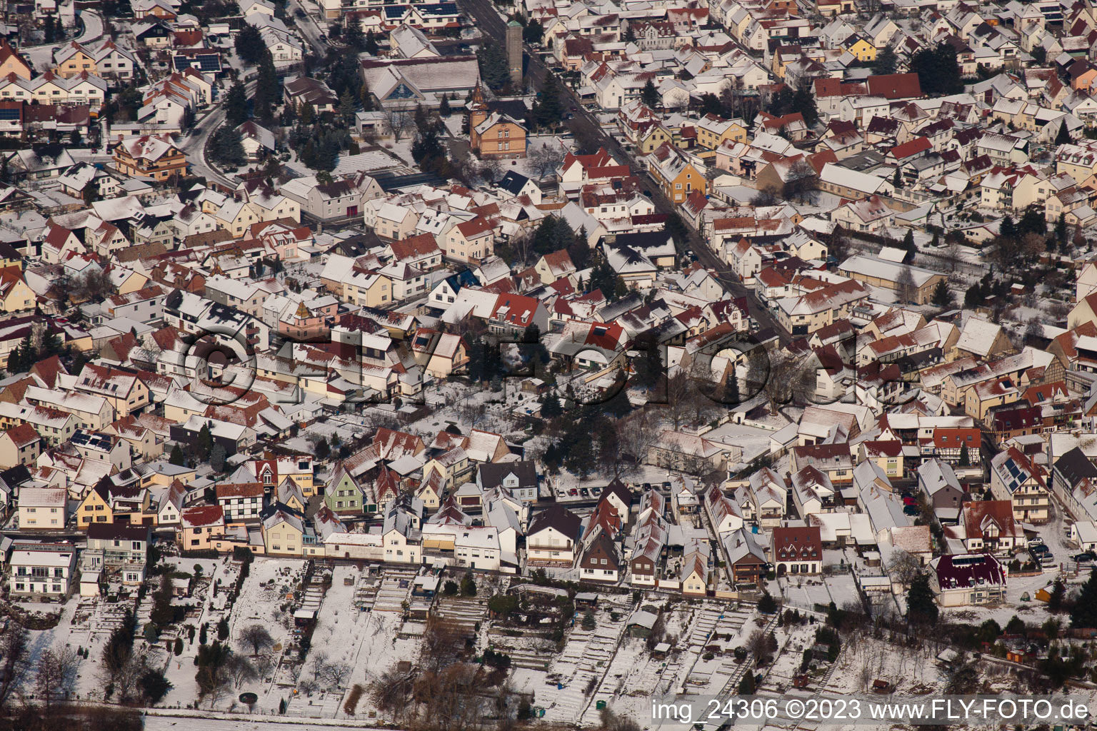 Oblique view of Jockgrim in the state Rhineland-Palatinate, Germany