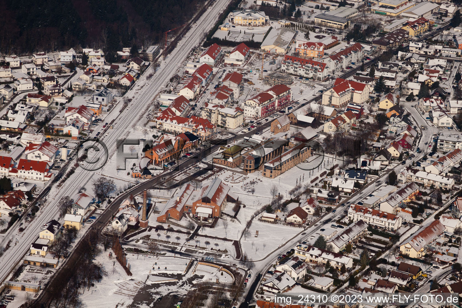 Jockgrim in the state Rhineland-Palatinate, Germany seen from above