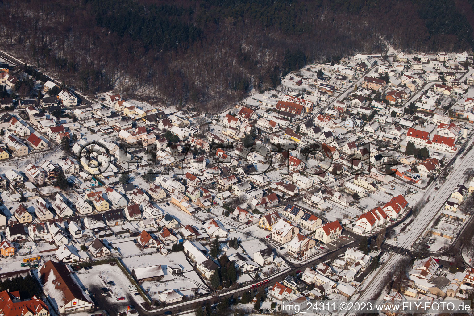 Jockgrim in the state Rhineland-Palatinate, Germany from the plane