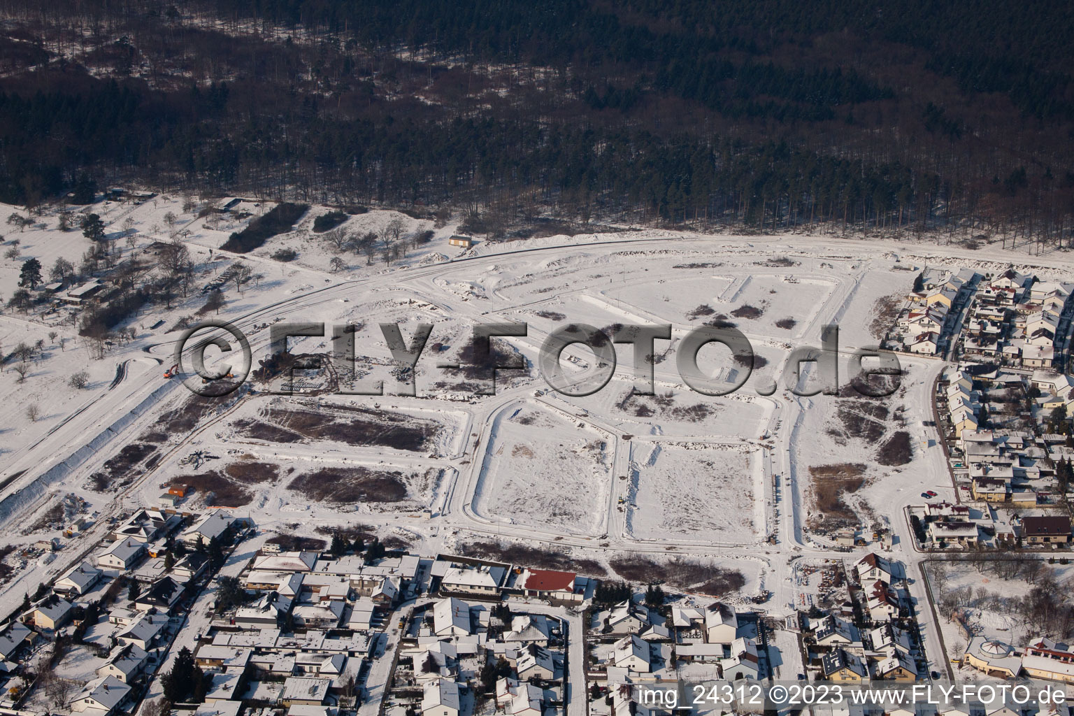 Aerial view of New development area West in Jockgrim in the state Rhineland-Palatinate, Germany