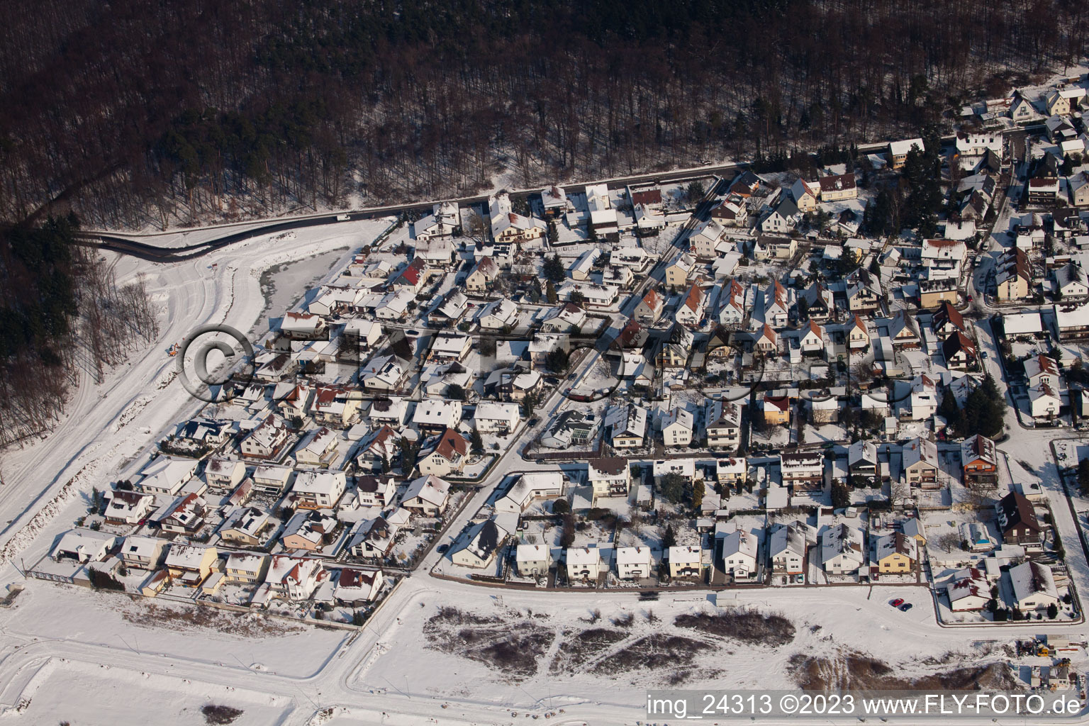 Bird's eye view of Jockgrim in the state Rhineland-Palatinate, Germany