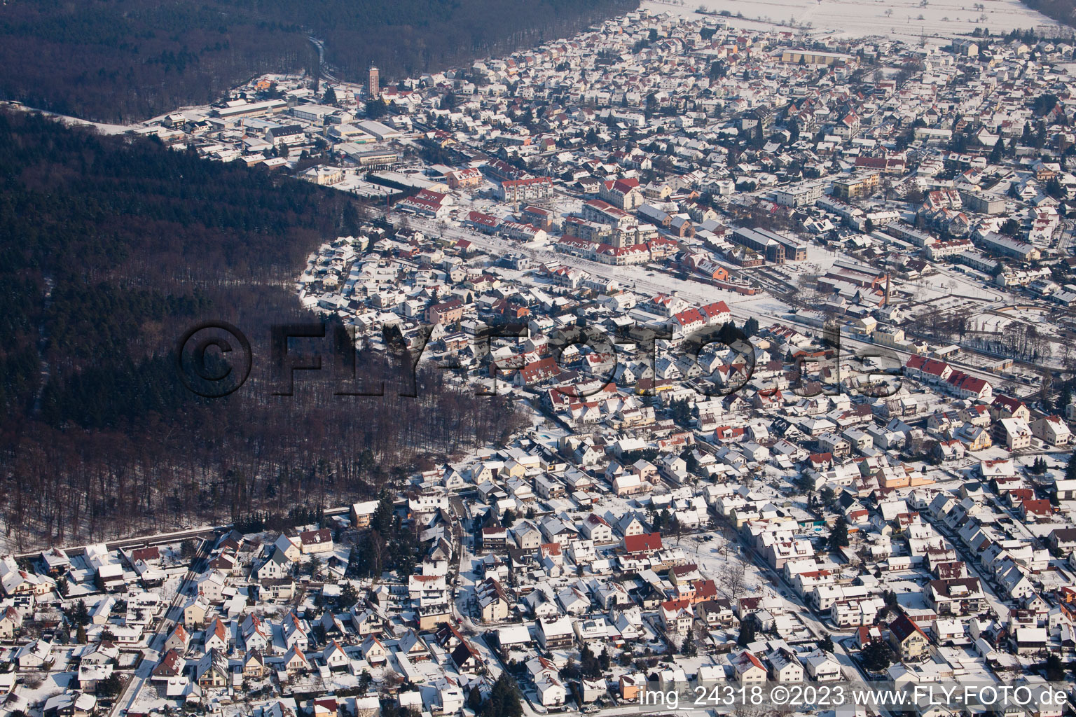 Drone image of Jockgrim in the state Rhineland-Palatinate, Germany