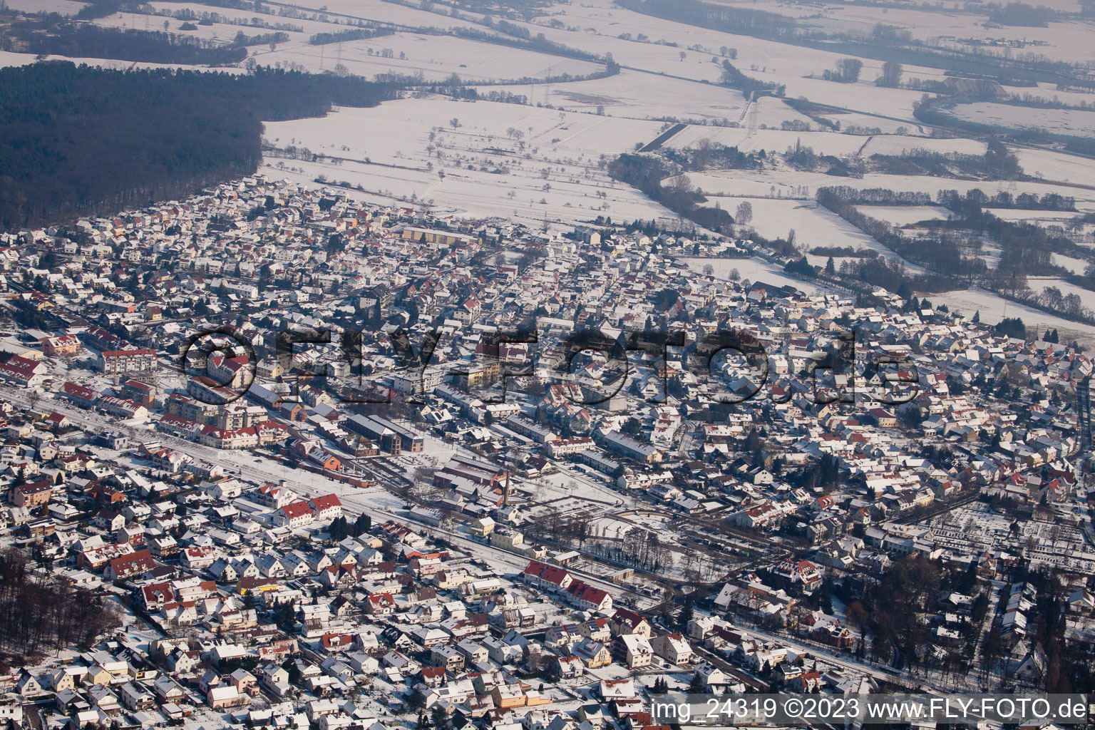 Jockgrim in the state Rhineland-Palatinate, Germany from the drone perspective