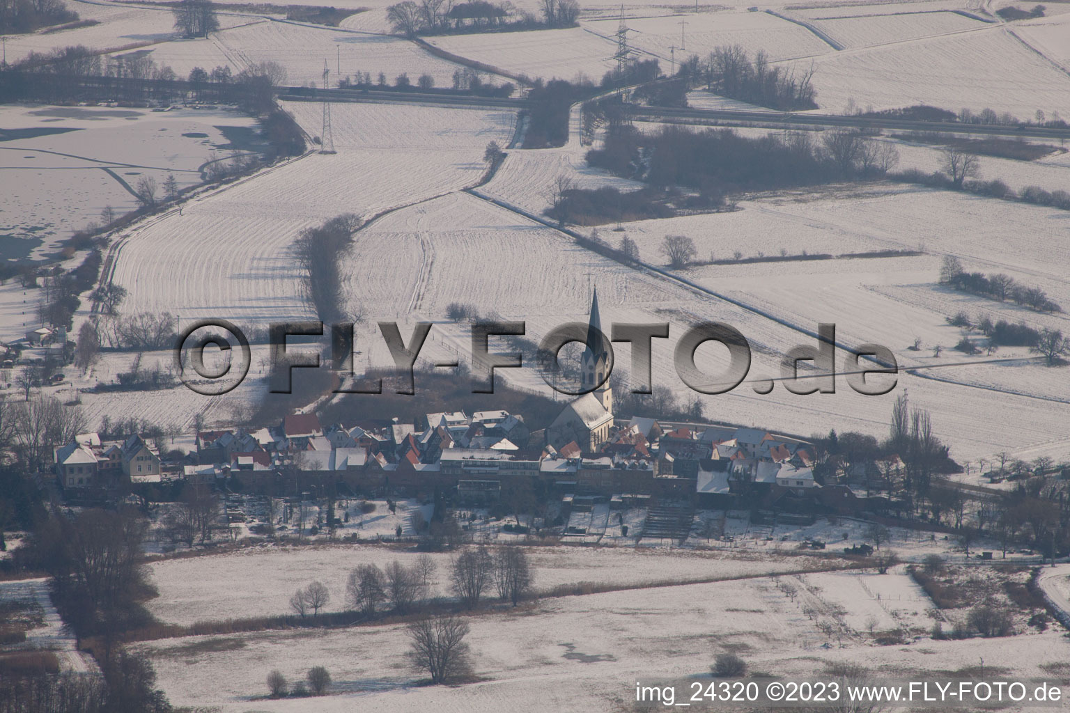 Jockgrim in the state Rhineland-Palatinate, Germany from a drone