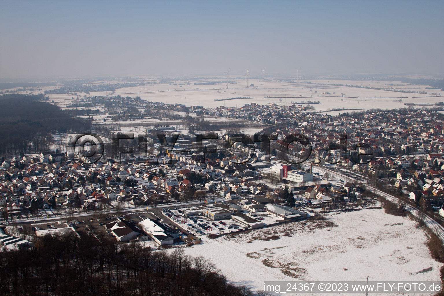 Aerial view of From the southeast in Kandel in the state Rhineland-Palatinate, Germany