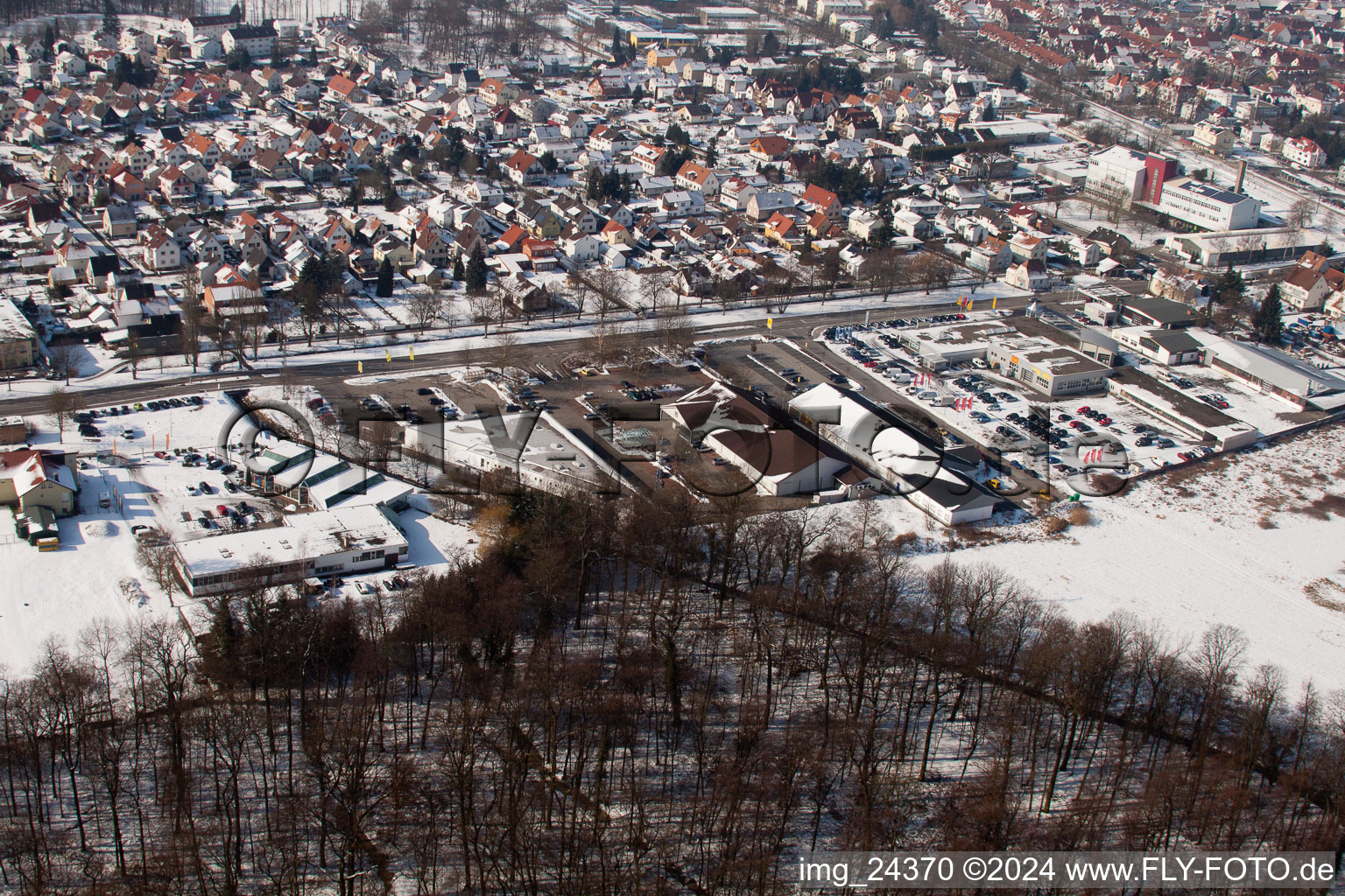 From the southeast in Kandel in the state Rhineland-Palatinate, Germany from above