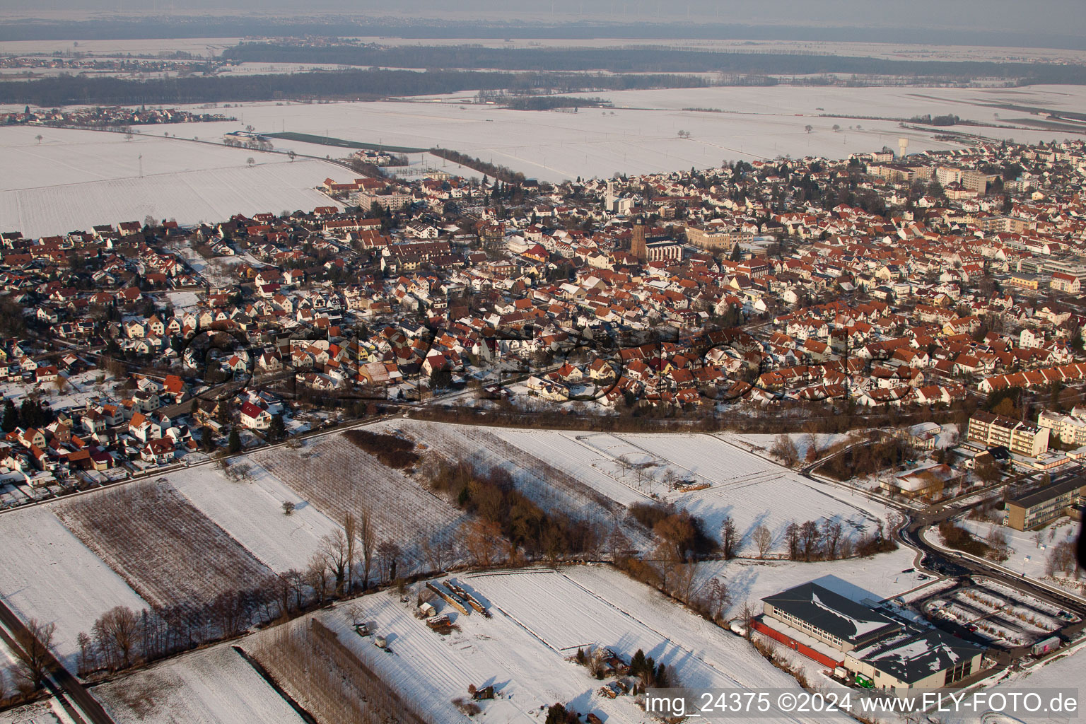 From the southwest in Kandel in the state Rhineland-Palatinate, Germany from above