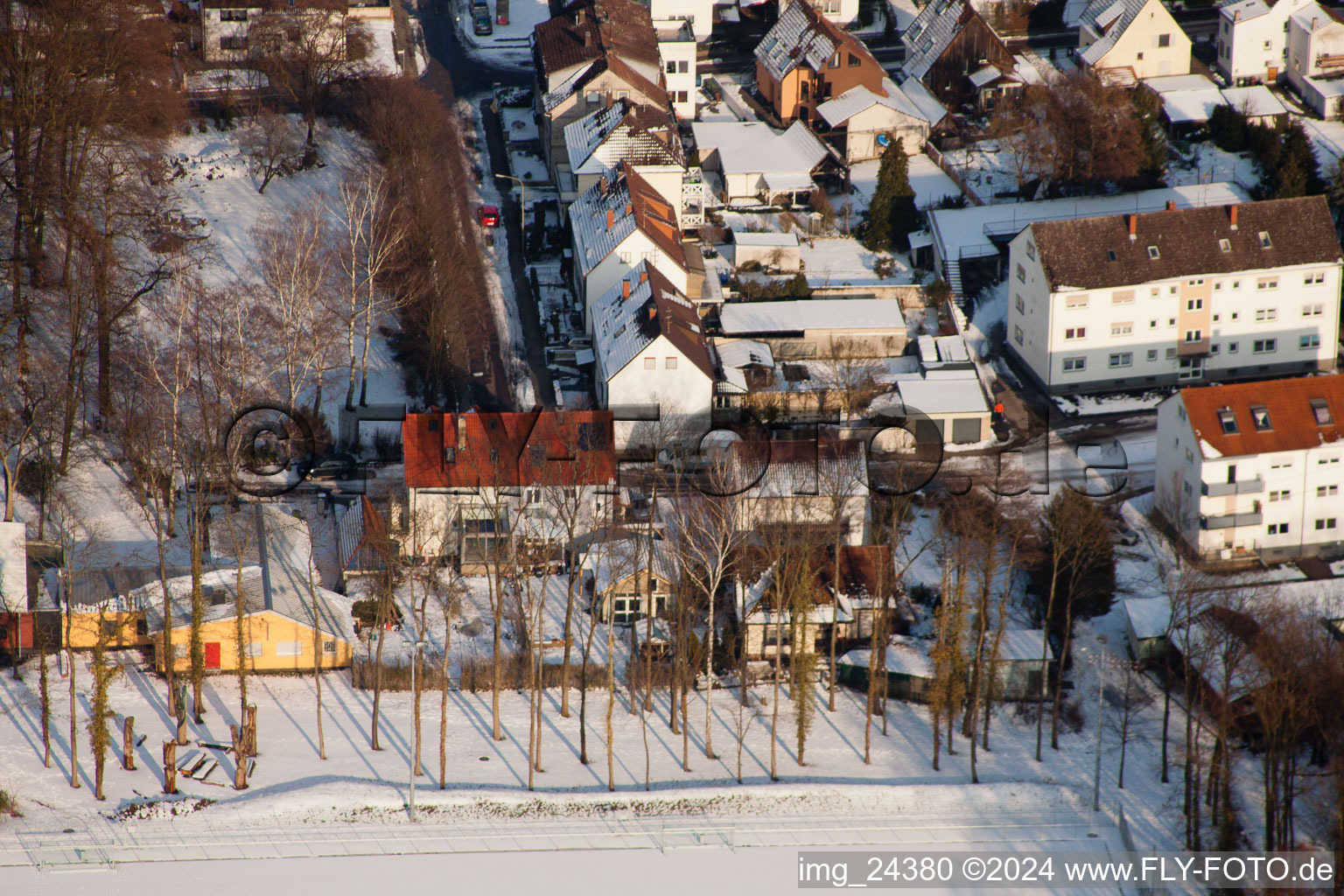 At the Swan Pond in Kandel in the state Rhineland-Palatinate, Germany out of the air