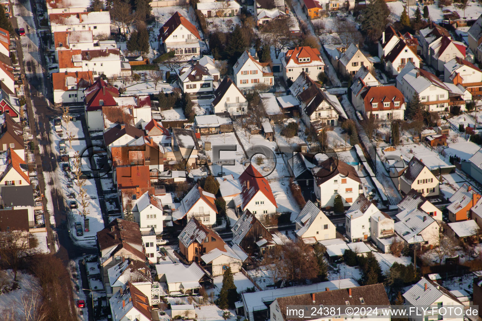 At the Swan Pond in Kandel in the state Rhineland-Palatinate, Germany seen from above