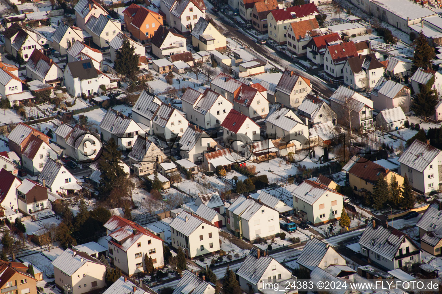 Aerial view of Wald-, Elsässerstr in Kandel in the state Rhineland-Palatinate, Germany