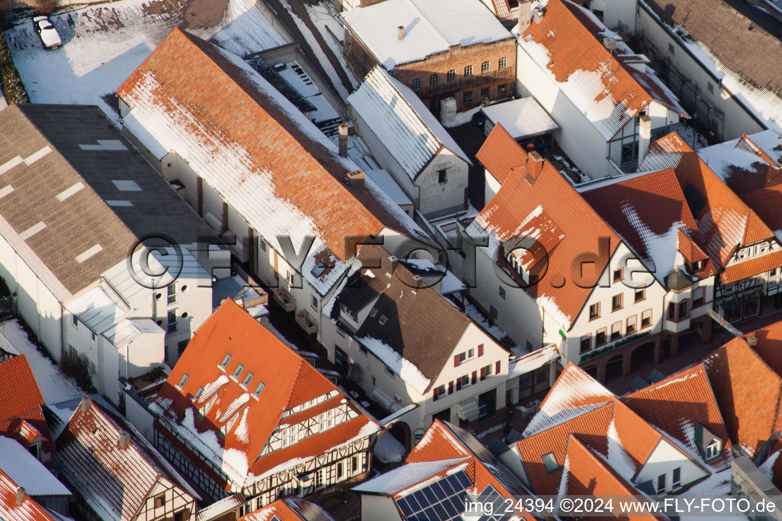 Main Street in Kandel in the state Rhineland-Palatinate, Germany seen from a drone