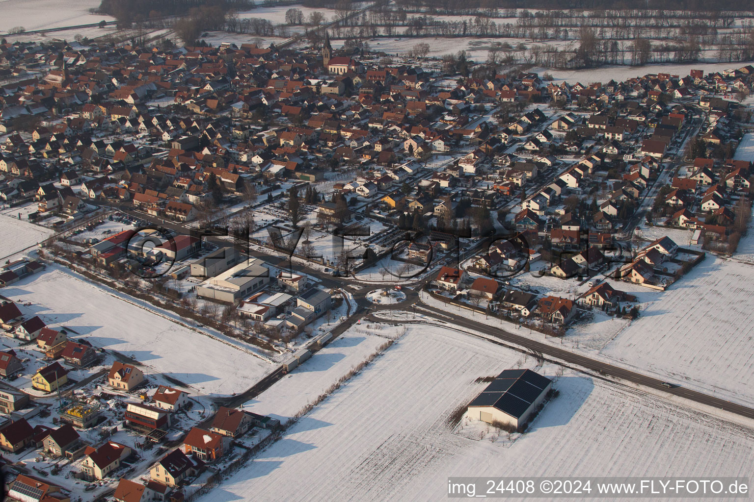 Steinweiler in the state Rhineland-Palatinate, Germany from the plane