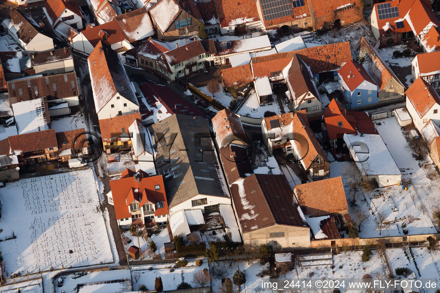 Bird's eye view of Steinweiler in the state Rhineland-Palatinate, Germany