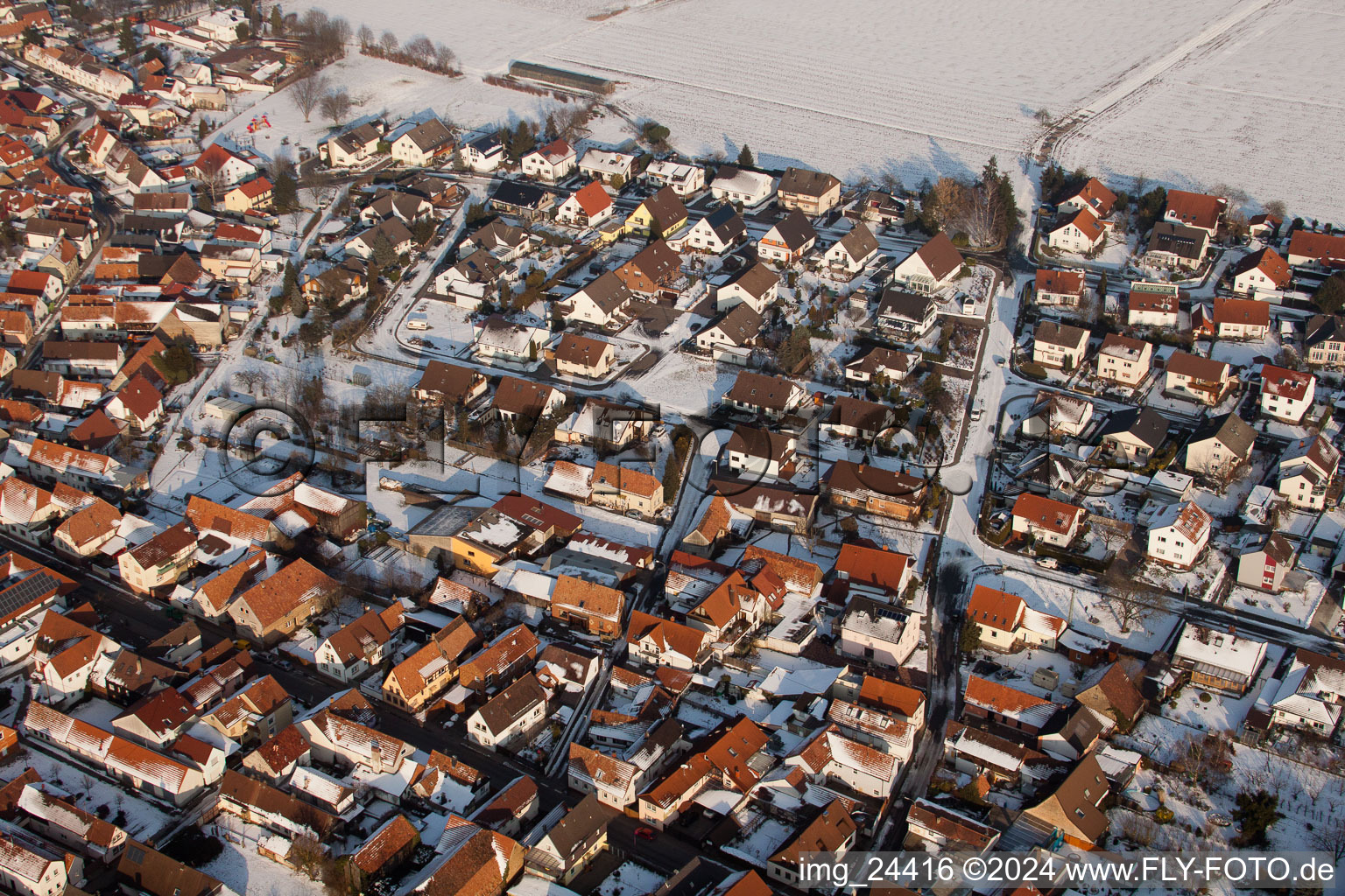 Drone recording of Steinweiler in the state Rhineland-Palatinate, Germany