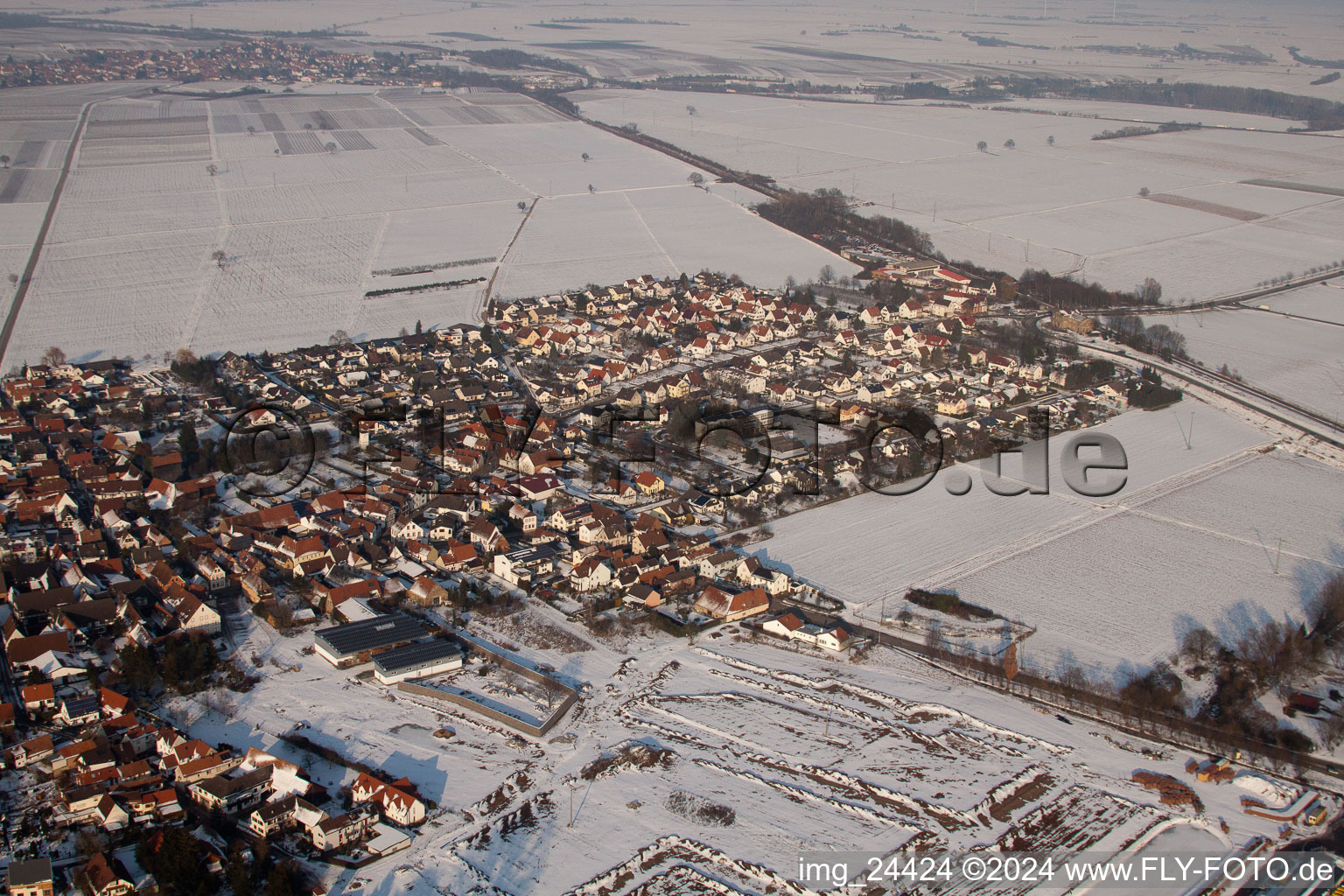 Rohrbach in the state Rhineland-Palatinate, Germany from the plane