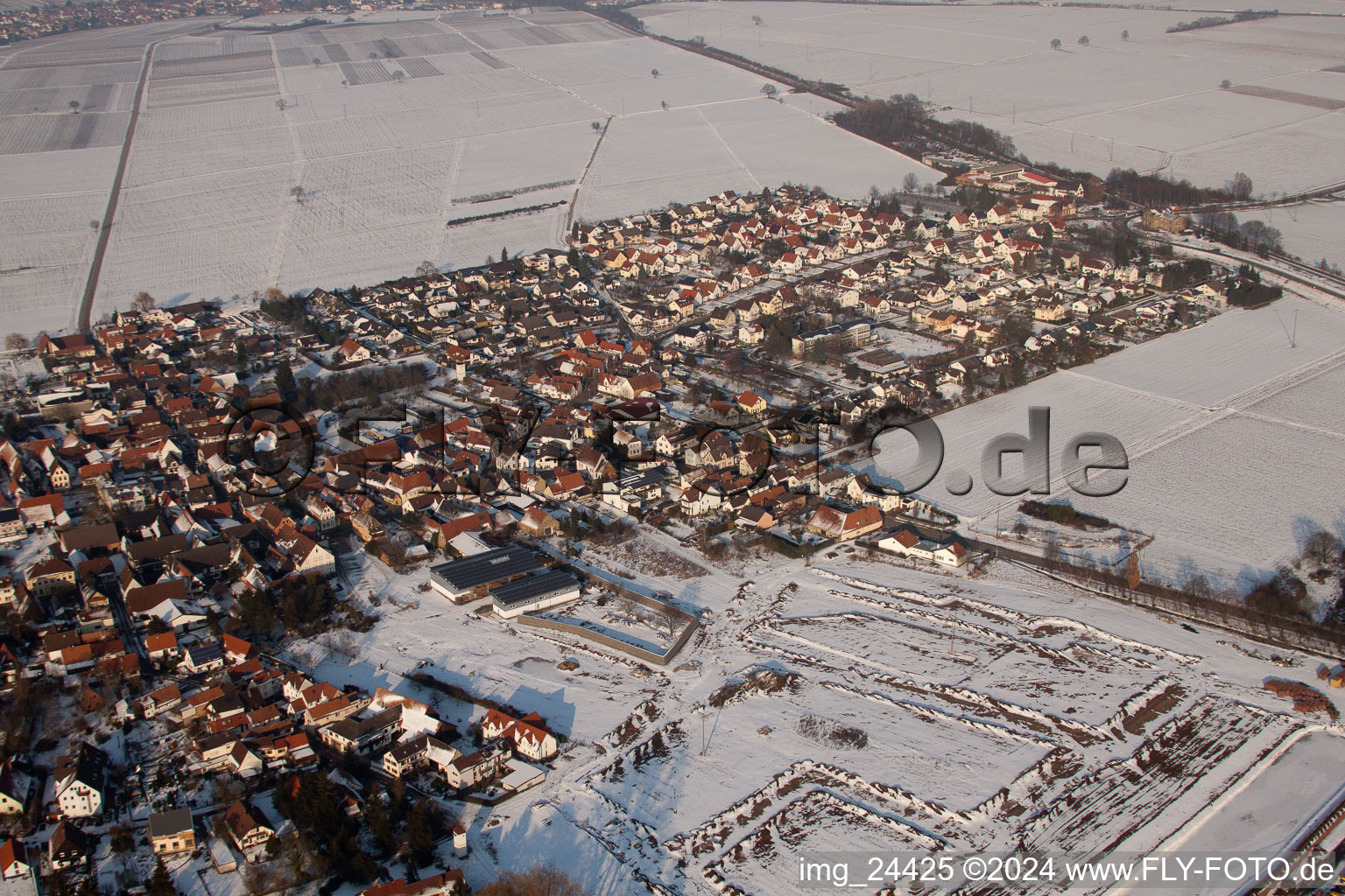 Bird's eye view of Rohrbach in the state Rhineland-Palatinate, Germany