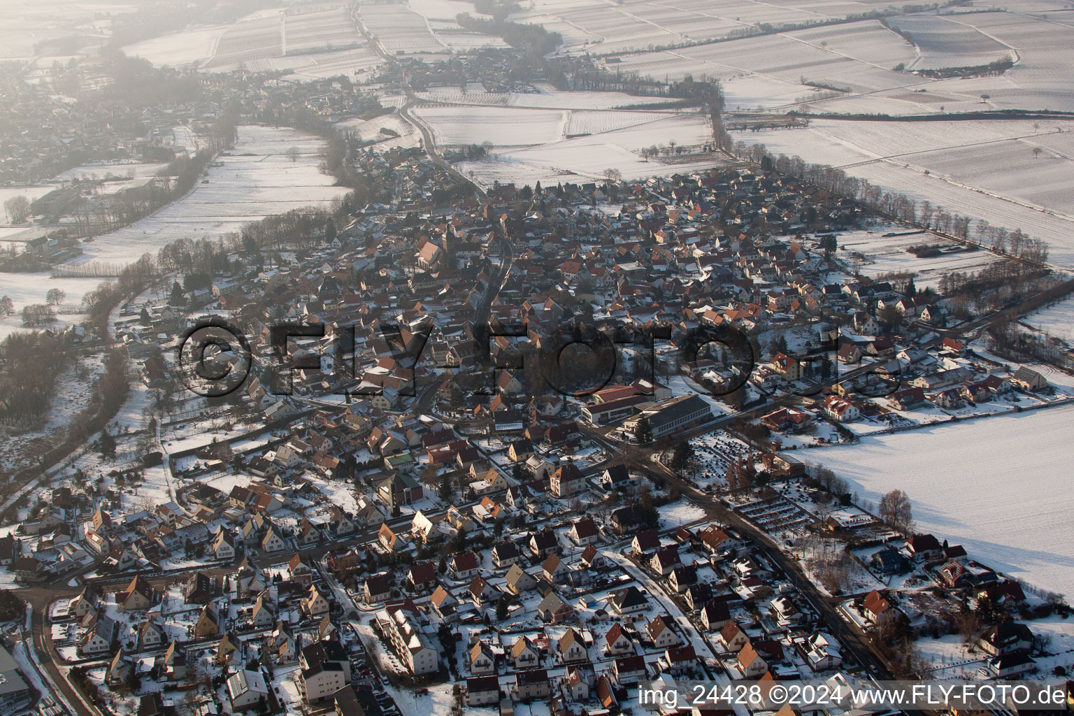 Oblique view of District Billigheim in Billigheim-Ingenheim in the state Rhineland-Palatinate, Germany