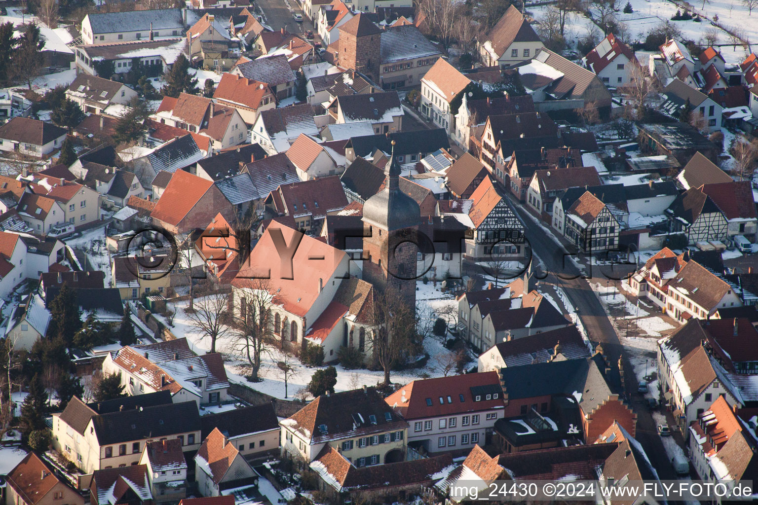 District Billigheim in Billigheim-Ingenheim in the state Rhineland-Palatinate, Germany from above