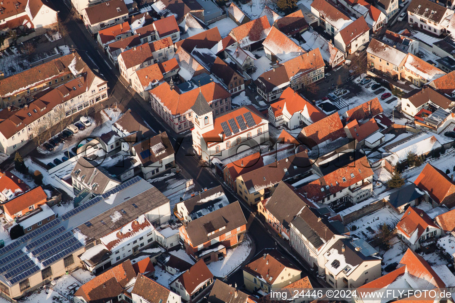 Oblique view of District Ingenheim in Billigheim-Ingenheim in the state Rhineland-Palatinate, Germany