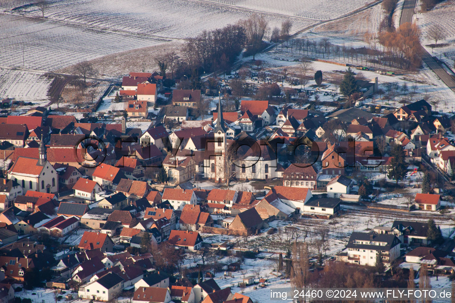 Göcklingen in the state Rhineland-Palatinate, Germany from a drone