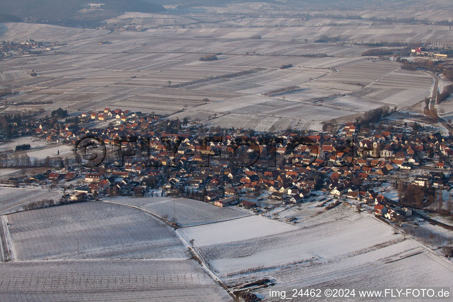 Göcklingen in the state Rhineland-Palatinate, Germany seen from a drone