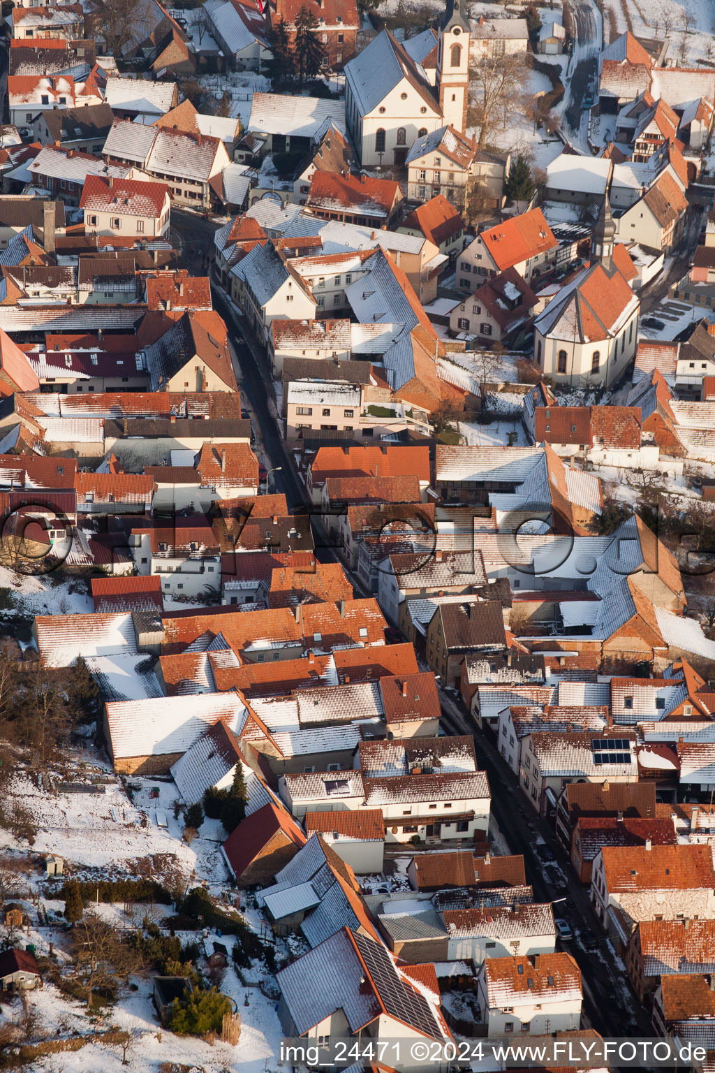 Göcklingen in the state Rhineland-Palatinate, Germany seen from above