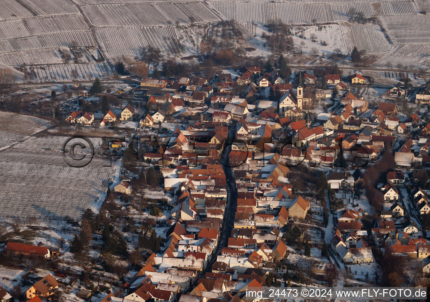 Göcklingen in the state Rhineland-Palatinate, Germany from the plane