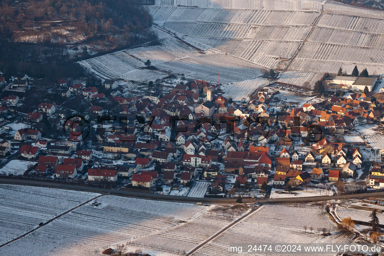 Drone image of Eschbach in the state Rhineland-Palatinate, Germany